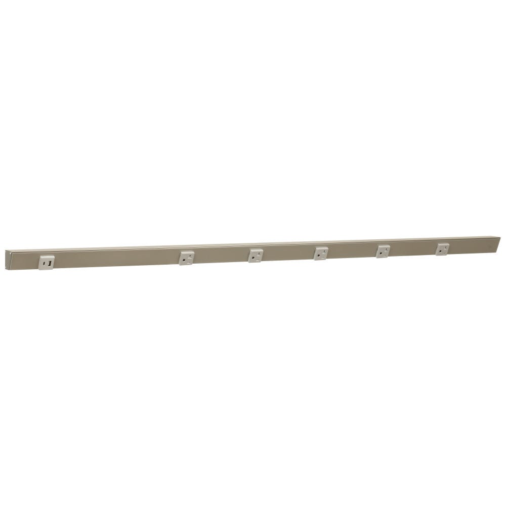 48" Satin Nickel Power Receptacle with USB-Ac Left and wire entry Right, Grey Single Receptacle