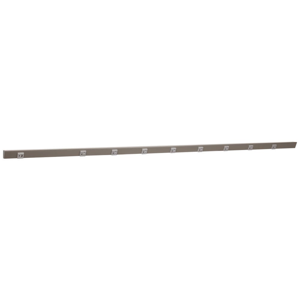 72" Apt 8pcs 20A receptacle in satin nickel finish with USB-Ac left and wire entry right, grey single receptacle