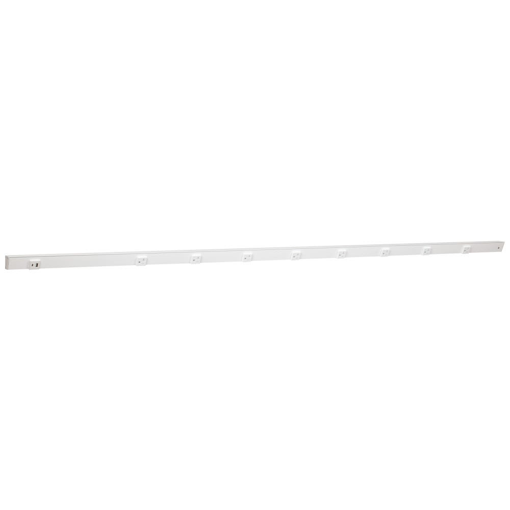 72" Apt 8pcs 20A receptacle in white powder finish with USB-Ac left and wire entry right, single receptacle design