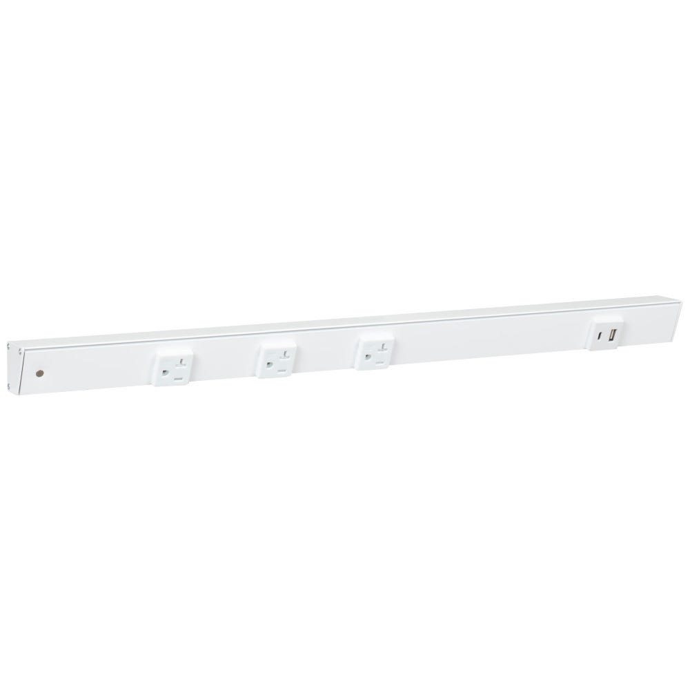 24 inch Apt 3pcs 20A receptacle with USB-Ac right and wire entry left in white powder finish
