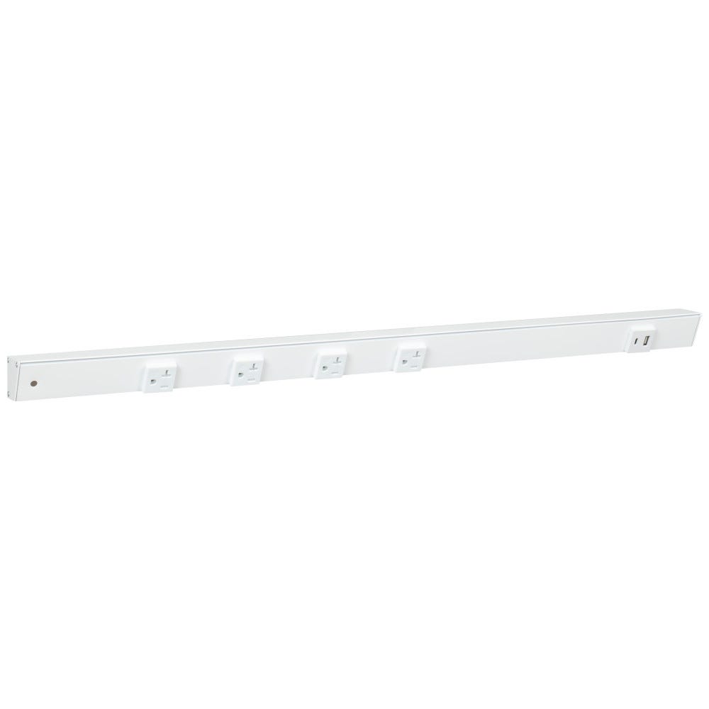 30" Apt 4pcs 20A receptacle with USB-Ac, white powder finish, single receptacle design