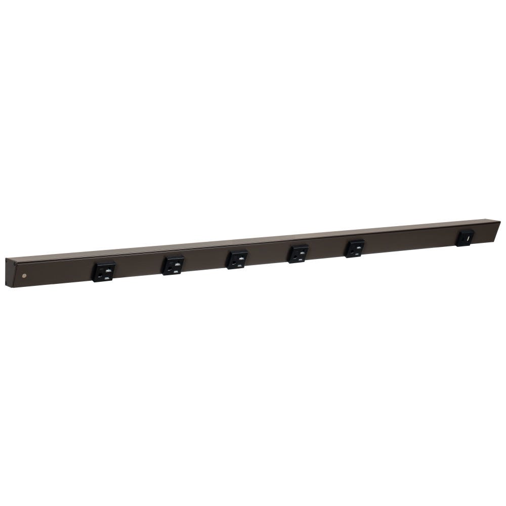 36 inch bronze powder finish receptacle with USB-Ac right and wire entry left, black single receptacle