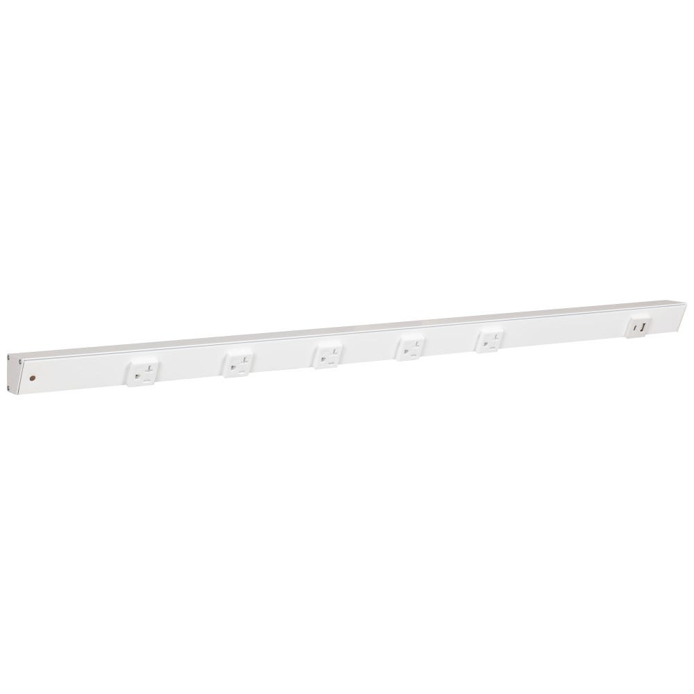 36" Apt 5pcs 20A receptacle + 1pcs USB-Ac Right with wire entry Left, white powder finish, white single receptacle