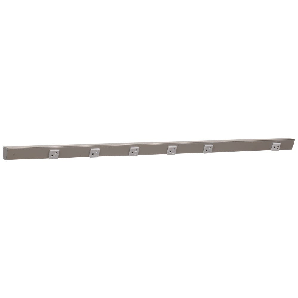 42" Apt 5pcs 20A receptacle with USB-Ac right, satin nickel powder finish, grey single receptacle