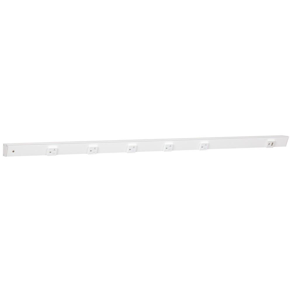 42 inch Apt 5pcs 20A receptacle with USB-Ac right, white powder finish, white single receptacle