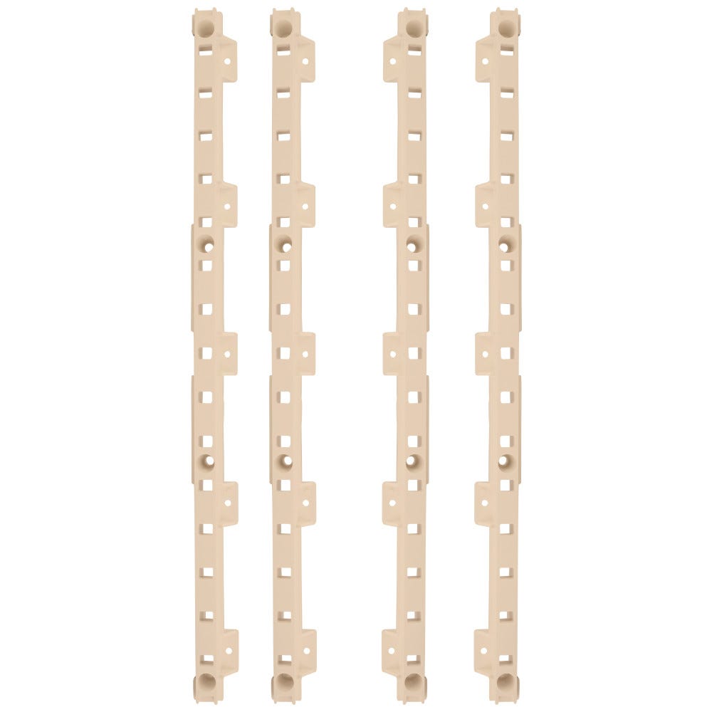 4-Quick Tray Pilasters in beige finish, 1-1/4" size, includes 8 hook dowels and 8 screws, functional hardware by Hardware Resources