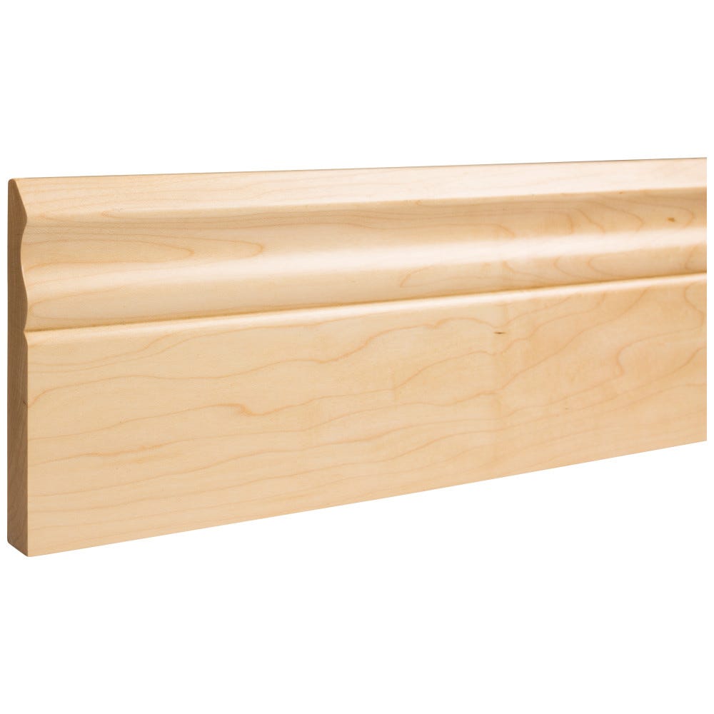3/4" x 5" Hard Maple Base Moulding with Scalloped Edge, natural finish, wood material