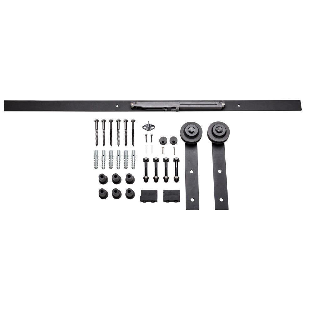 Barn Door Kit Matte Black 8 Foot Length Set of 20 Hardware Resources
