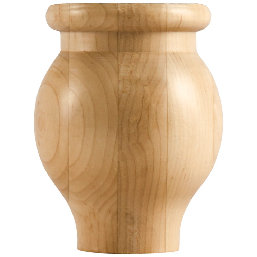 4" Round X 5" Tall Bun Foot with Flat Ogee Design, carved wood, elegant furniture leg