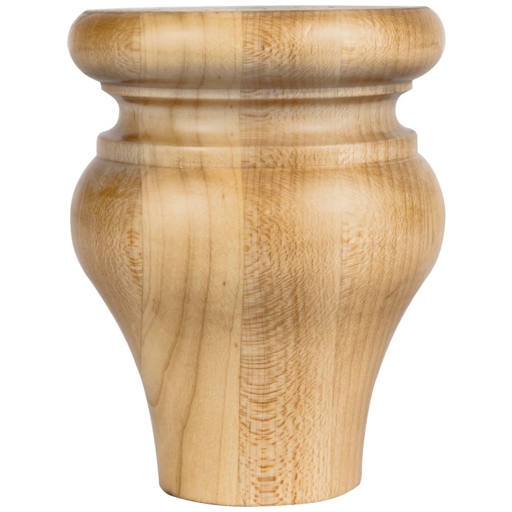 3-1/2" Round X 4-1/2" Tulip Bun Foot With Cove Groove