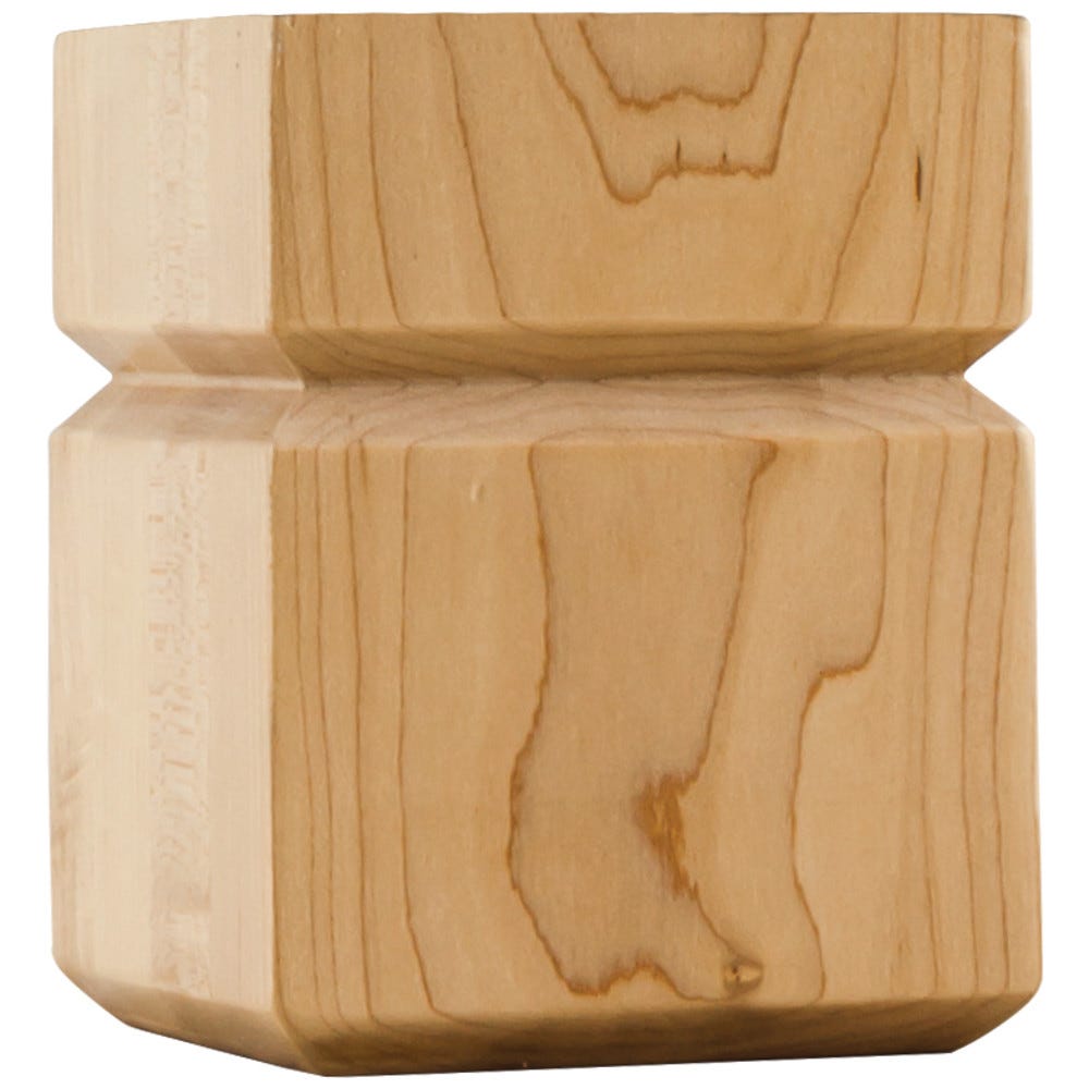Shaker Style Bun Foot 3-1/2" x 4-1/2" in Rubberwood, Maple, and Alder finishes, carved wood furniture accent
