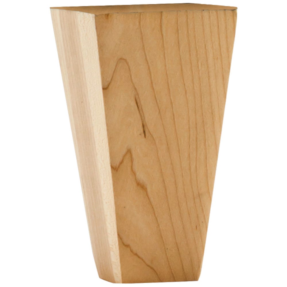 Shaker Style Tapered Bun Foot in Hard Maple, 2-1/4" x 4-1/2", carved wood material