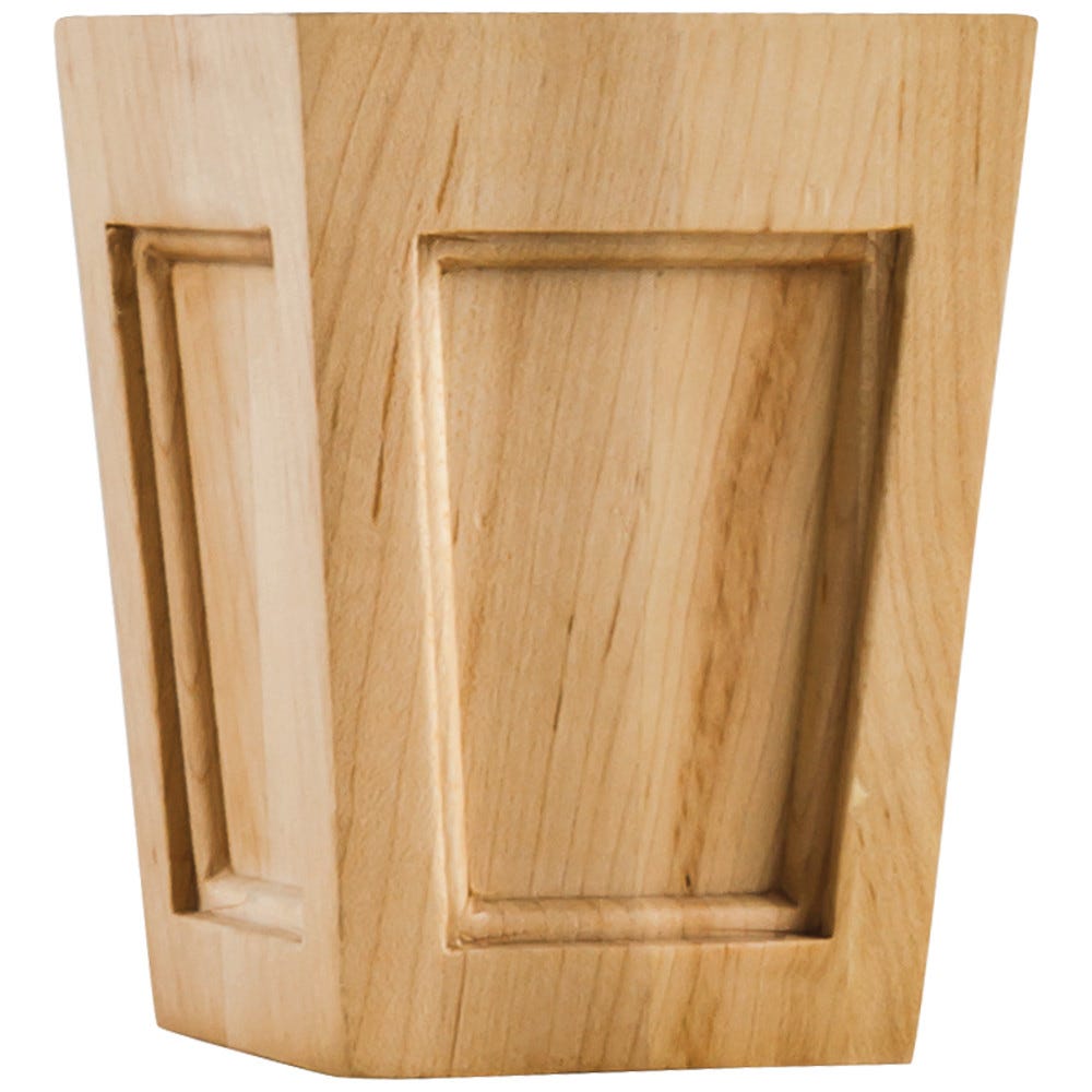 Mission Style Bun Foot 3-1/2" x 4-1/2" in Rubberwood, Maple, and Alder finishes, crafted from high-quality wood