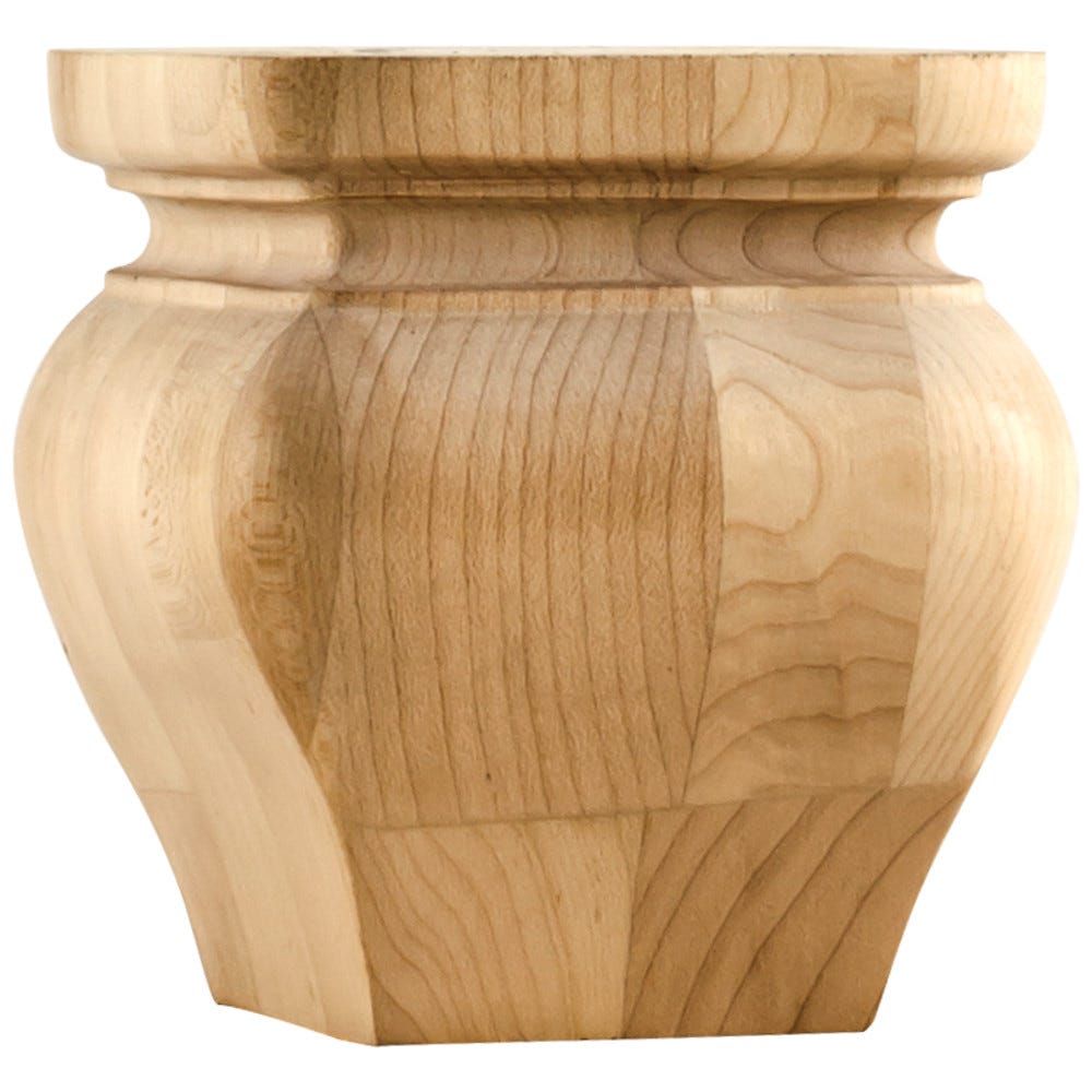 Square Bun Foot 4-1/4" x 4-1/4" x 4-1/4" in Maple, Cherry, Alder and Rubberwood finishes