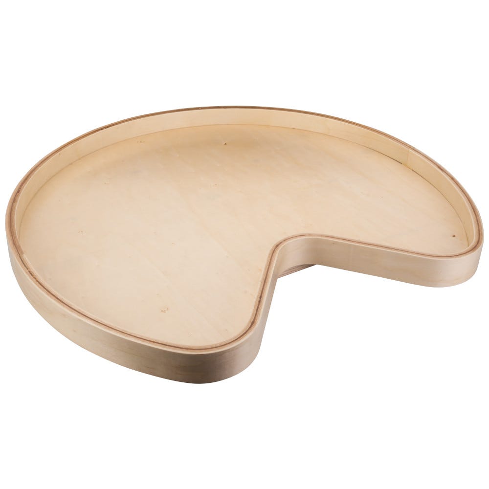 28" Kidney Banded Lazy Susan with Swivel Preinstalled 8" Steel Swivel, wood finish, organizer