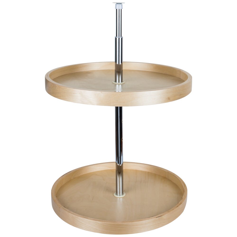 20" Round Banded Lazy Susan Set with adjustable pole and birch plywood shelves, perfect for kitchen organization