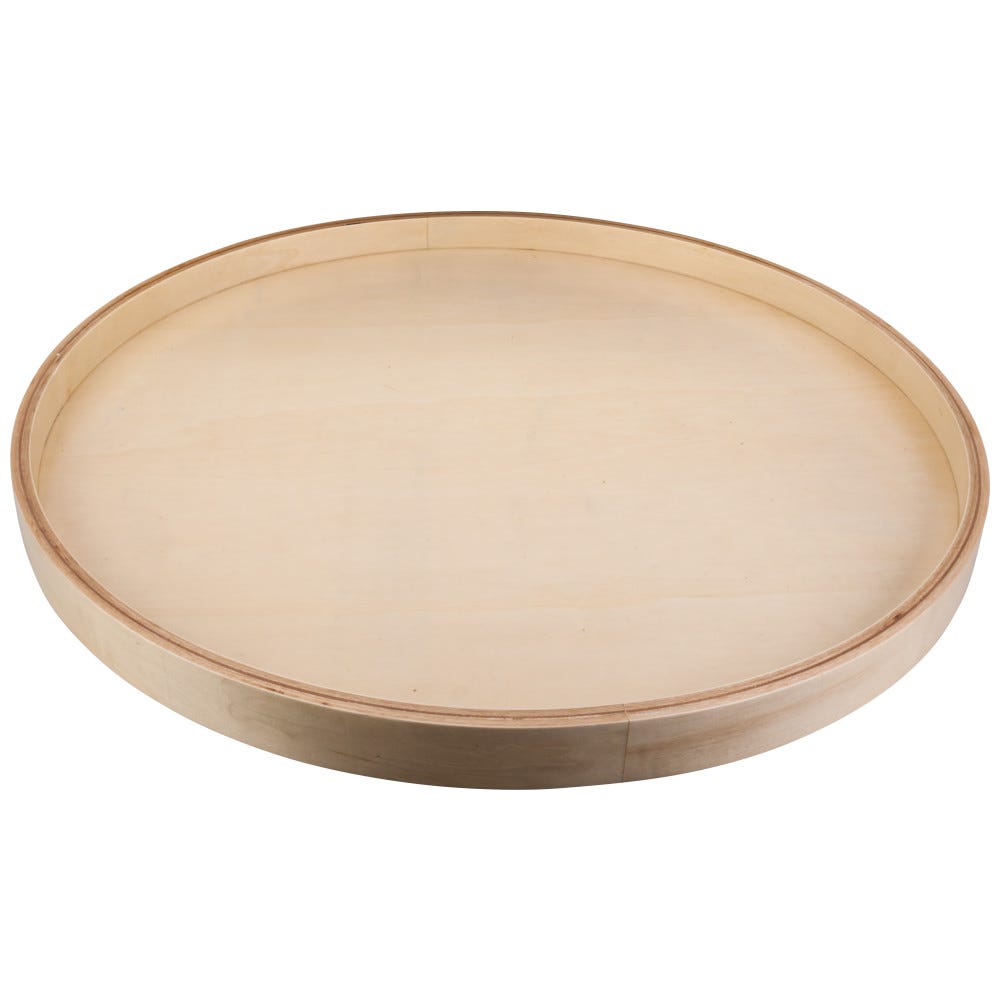 24" Round Banded Lazy Susan with Steel Swivel, wood finish, 24 inches, organizer