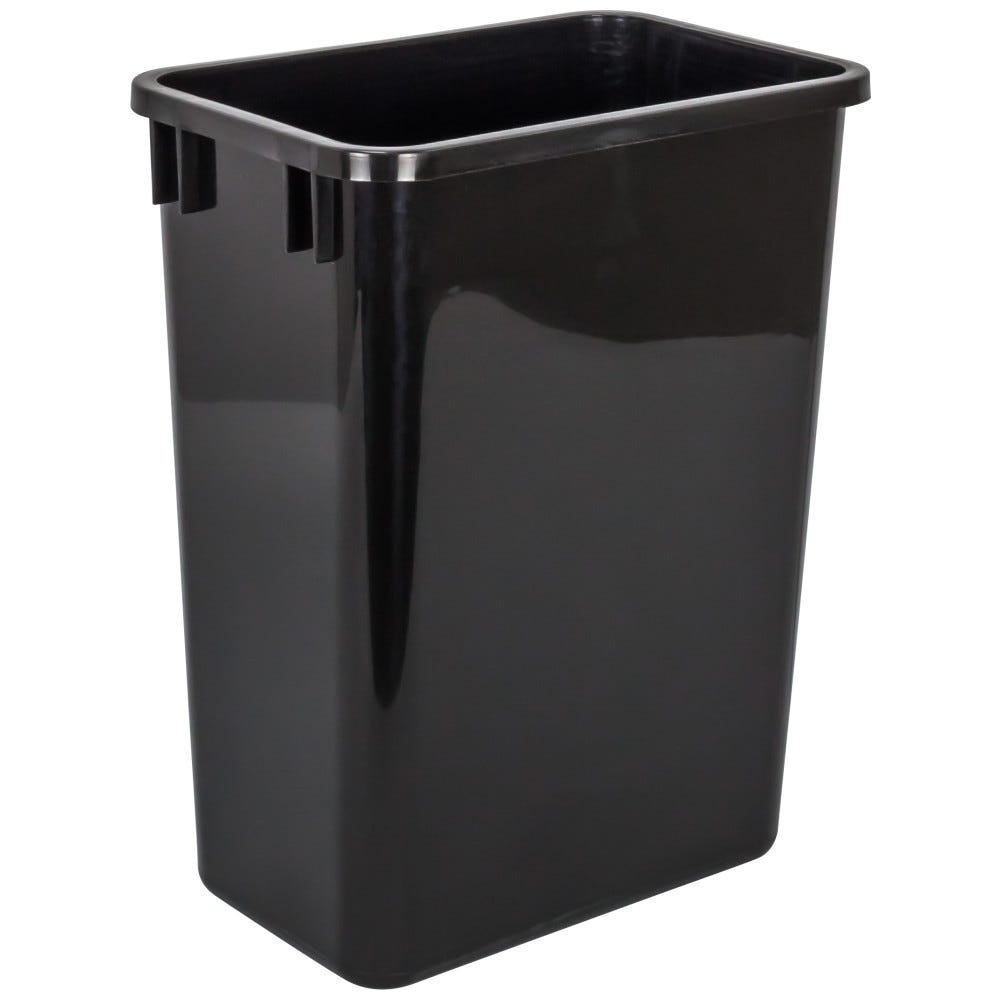 35 Quart Plastic Waste Container in black color, suitable for pullout systems, made from durable plastic material