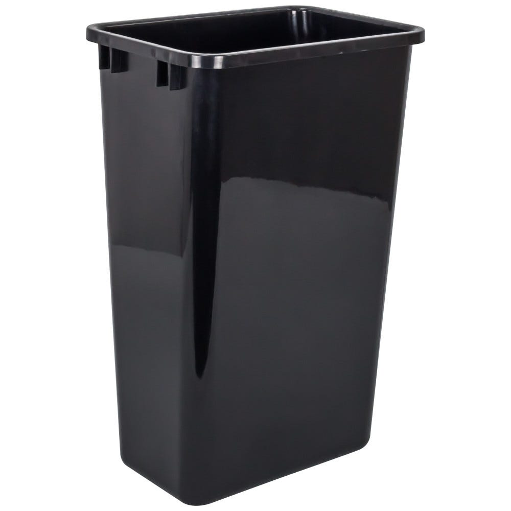 Box of 4 Black 50 Quart Plastic Waste Containers, black finish, 50 quart size, durable plastic material