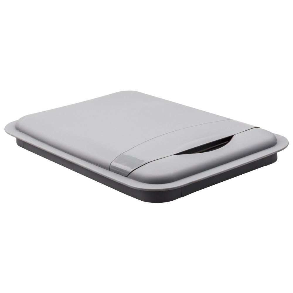 Gray lid for 50 quart plastic waste container, 10-1/4" x 14-5/8" x 1-5/8", made of durable plastic