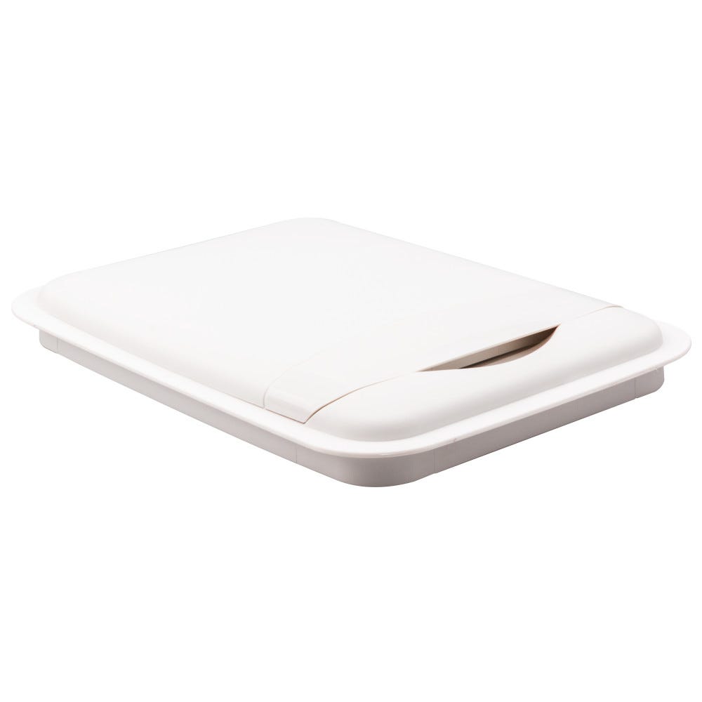 White lid for 50 quart plastic waste container, 10-1/4" x 14-5/8" x 1-5/8", durable material