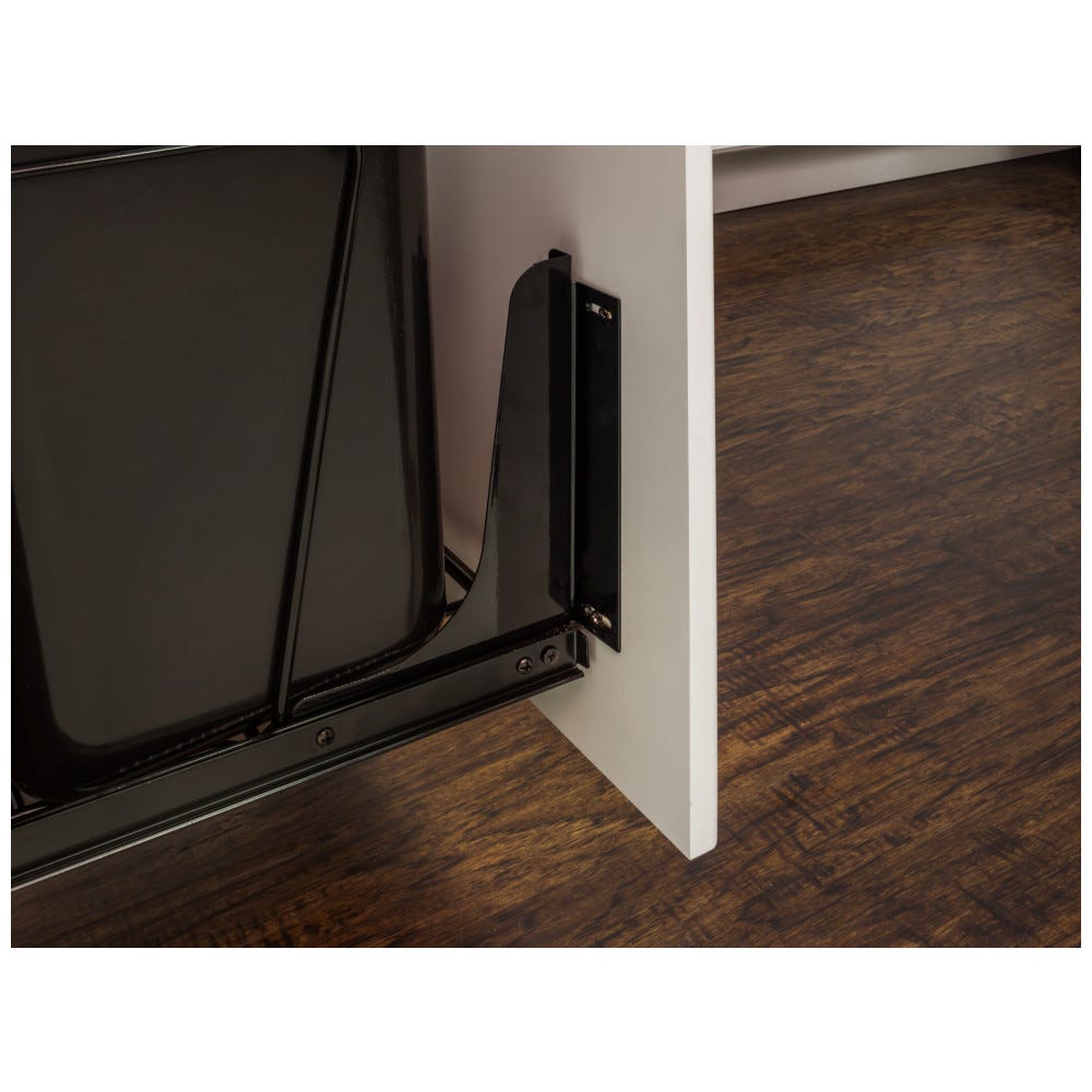 Cabinet Door Mounting Kit for Wire Can-Ebm Trashcan Pullout Series in black powder coat and white powder coat finishes, durable mounting hardware included.