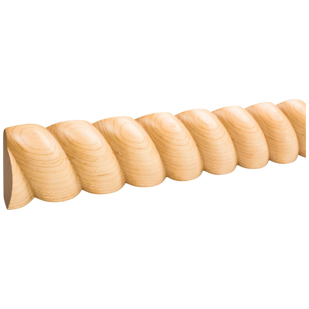 2-11/16" x 7/8" Rope Corner Moulding in poplar wood finish