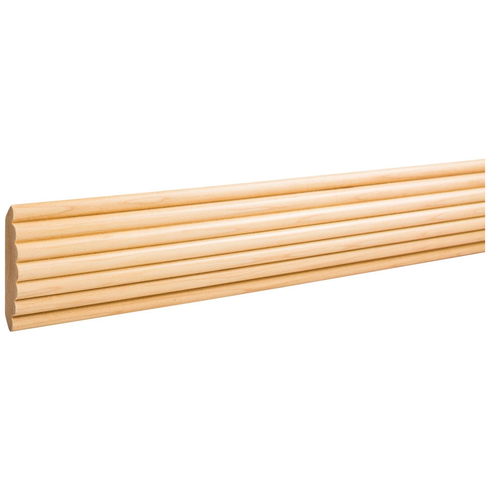 2-5/8" x 3/4" Reed Corner Moulding in Poplar, smooth finish, 8 ft stick, ideal for home interiors