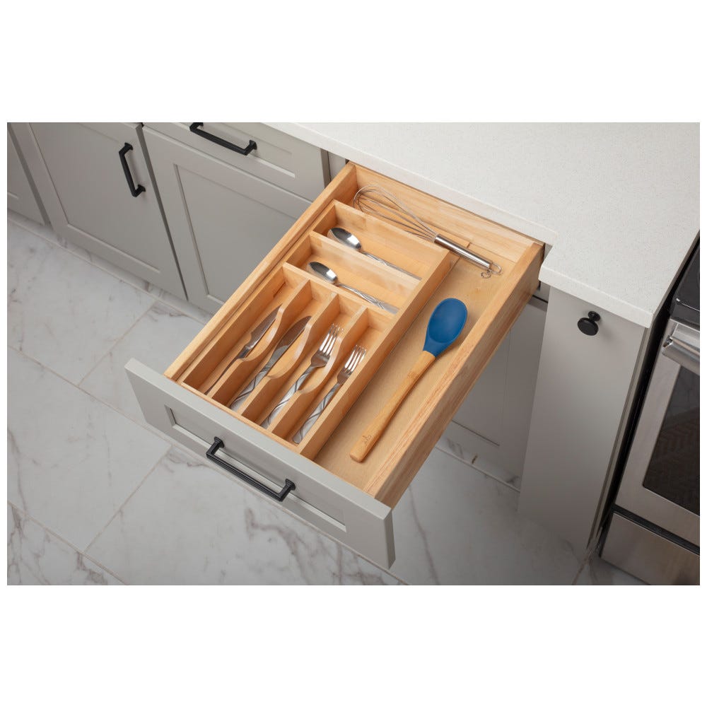9" - 14" Modern Cutlery Insert in sleek finish, designed for kitchen organization, made by Hardware Resources