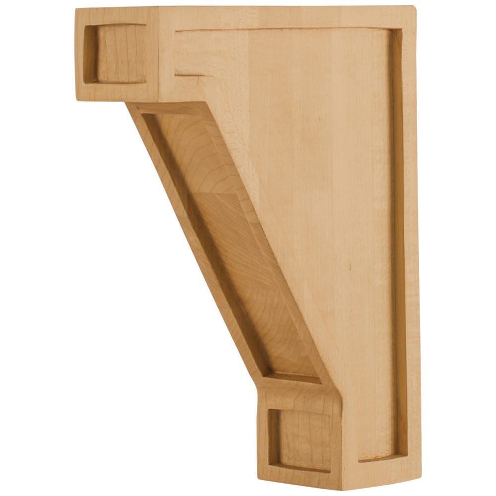 Mission Style Arts & Crafts Corbel 2" x 6" x 8" in White Oak, Rubberwood, and Maple finishes