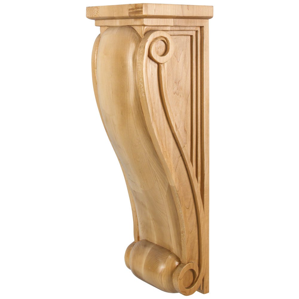 Large Neo Gothic Traditional Corbel 7" x 7" x 22" in Rubberwood, Alder, and Hard Maple finishes