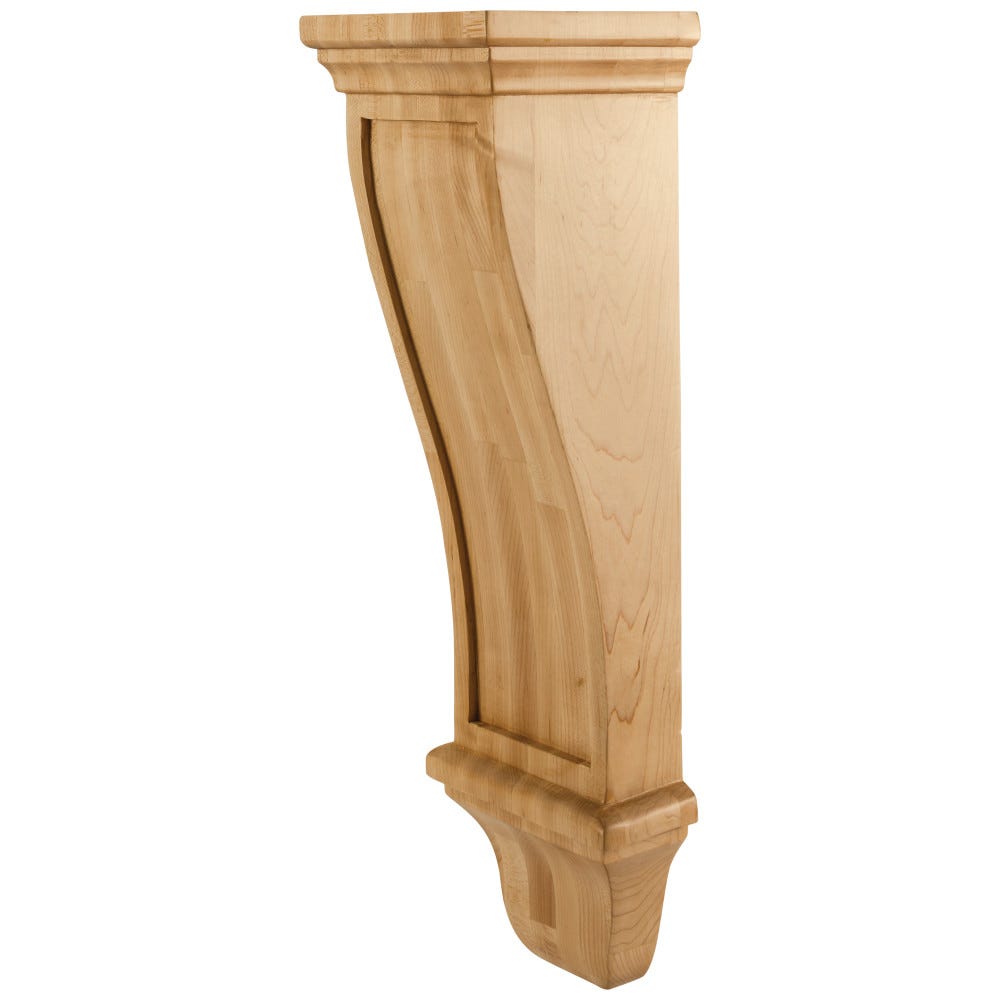Renaissance Corbel in Maple, Alder, Cherry, and Rubberwood, 7x6x22 inches, carved wood design