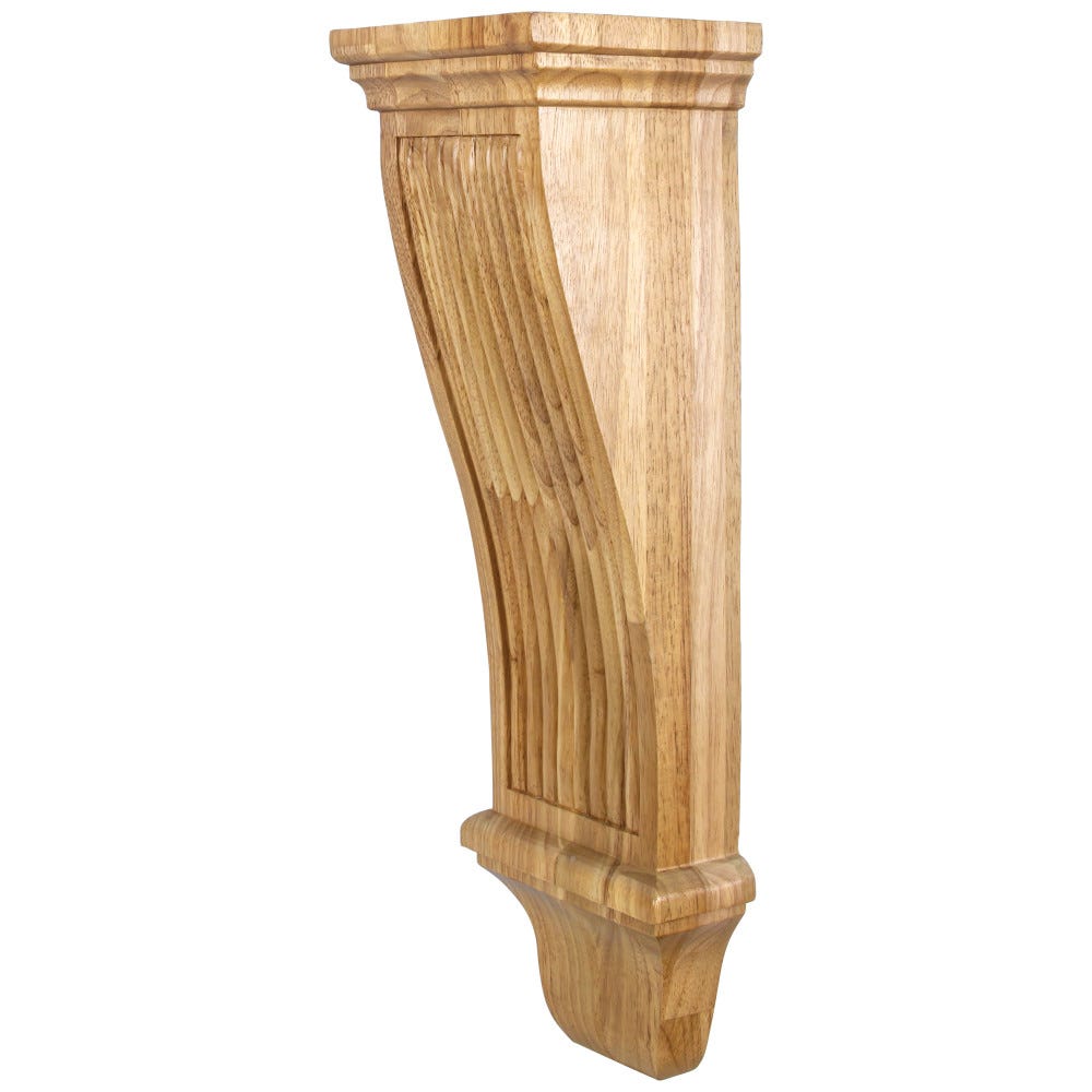 Renaissance Reeded Corbel in Alder and Rubberwood, 7" x 6" x 22"