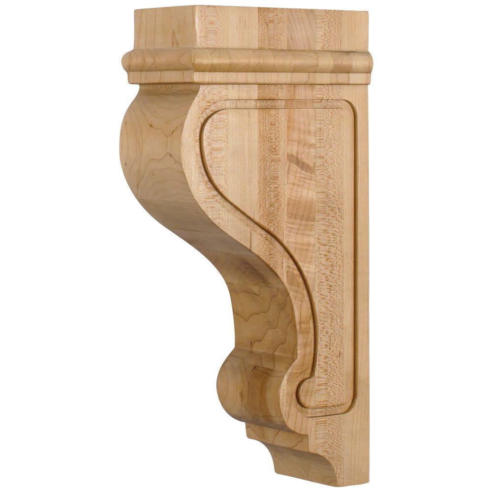 Transitional Arts & Craft Corbel 3" x 5-3/4" x 12" in Rubberwood, Maple, and Alder finishes