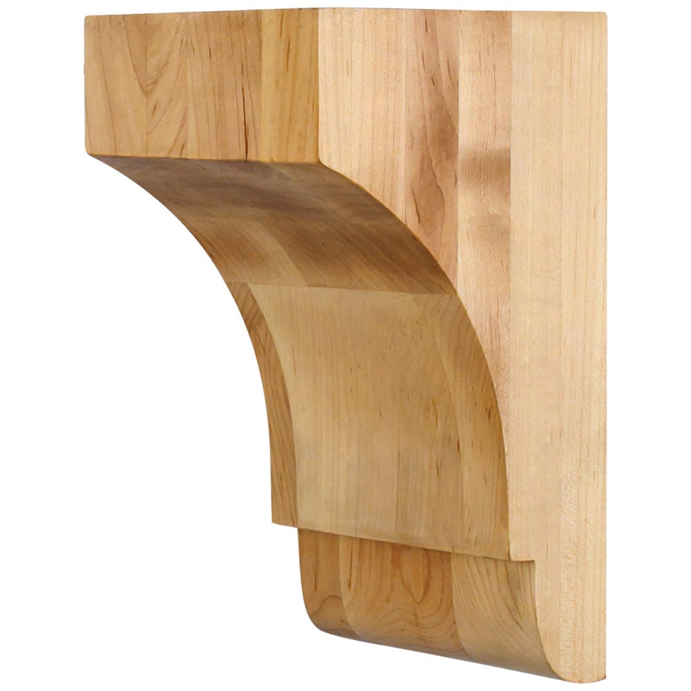 5" x 5" x 9" Transitional Corbel in Alder and Rubberwood, carved wood design