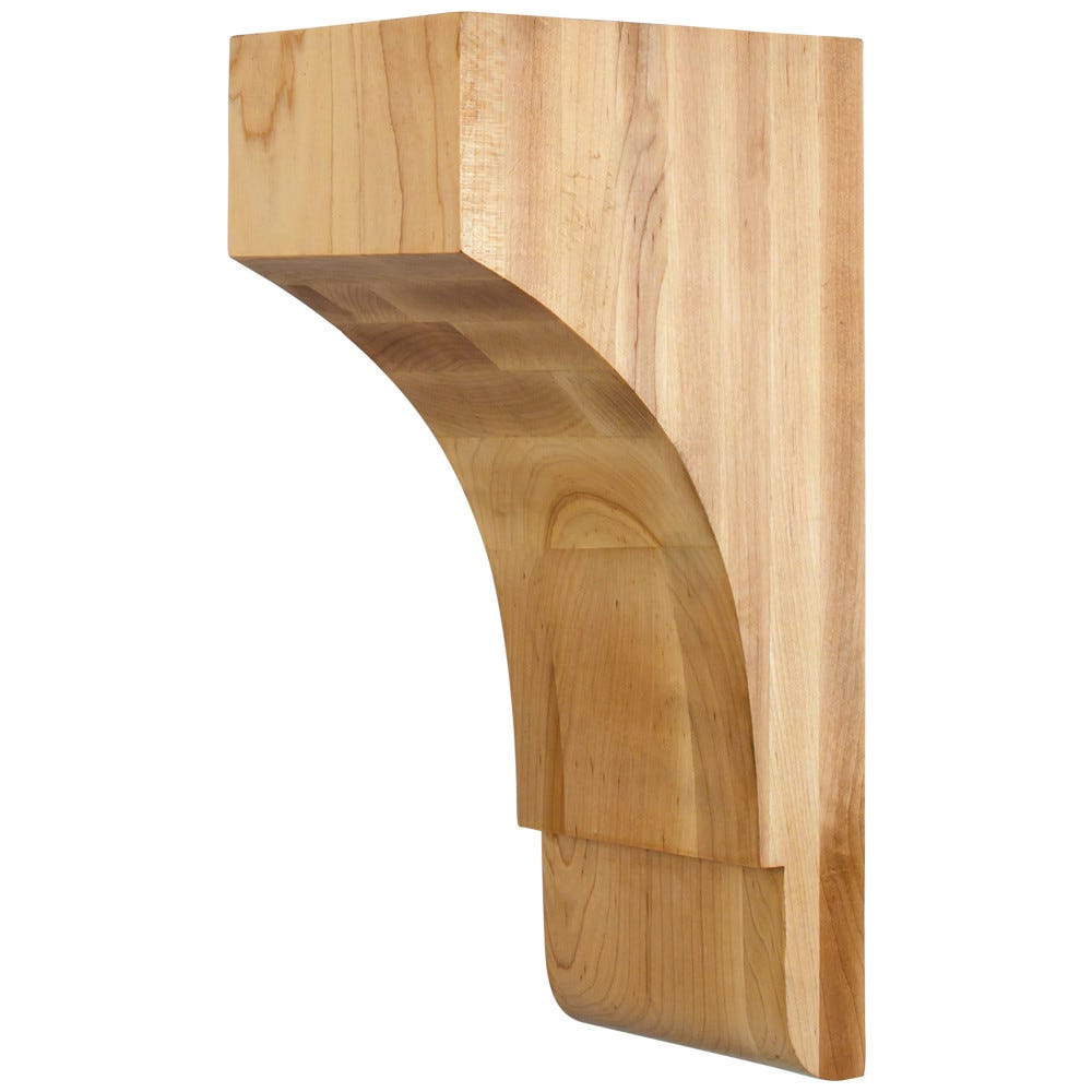 5" x 7" x 14" Transitional Corbel in Hard Maple and Rubberwood finish, carved wood accent piece