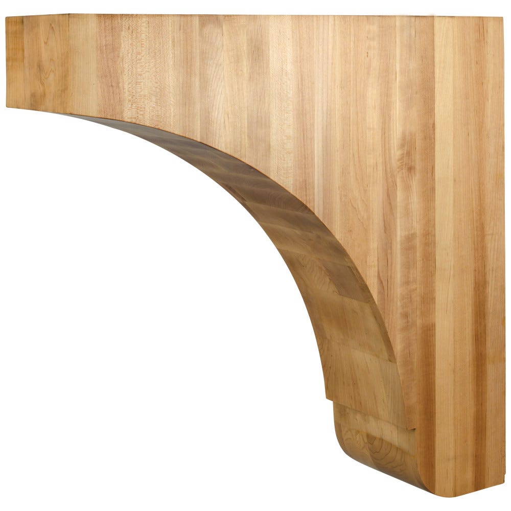 5" x 18" x 18" Alder Transitional Vent Hood Corbel in Alder finish, carved wood material