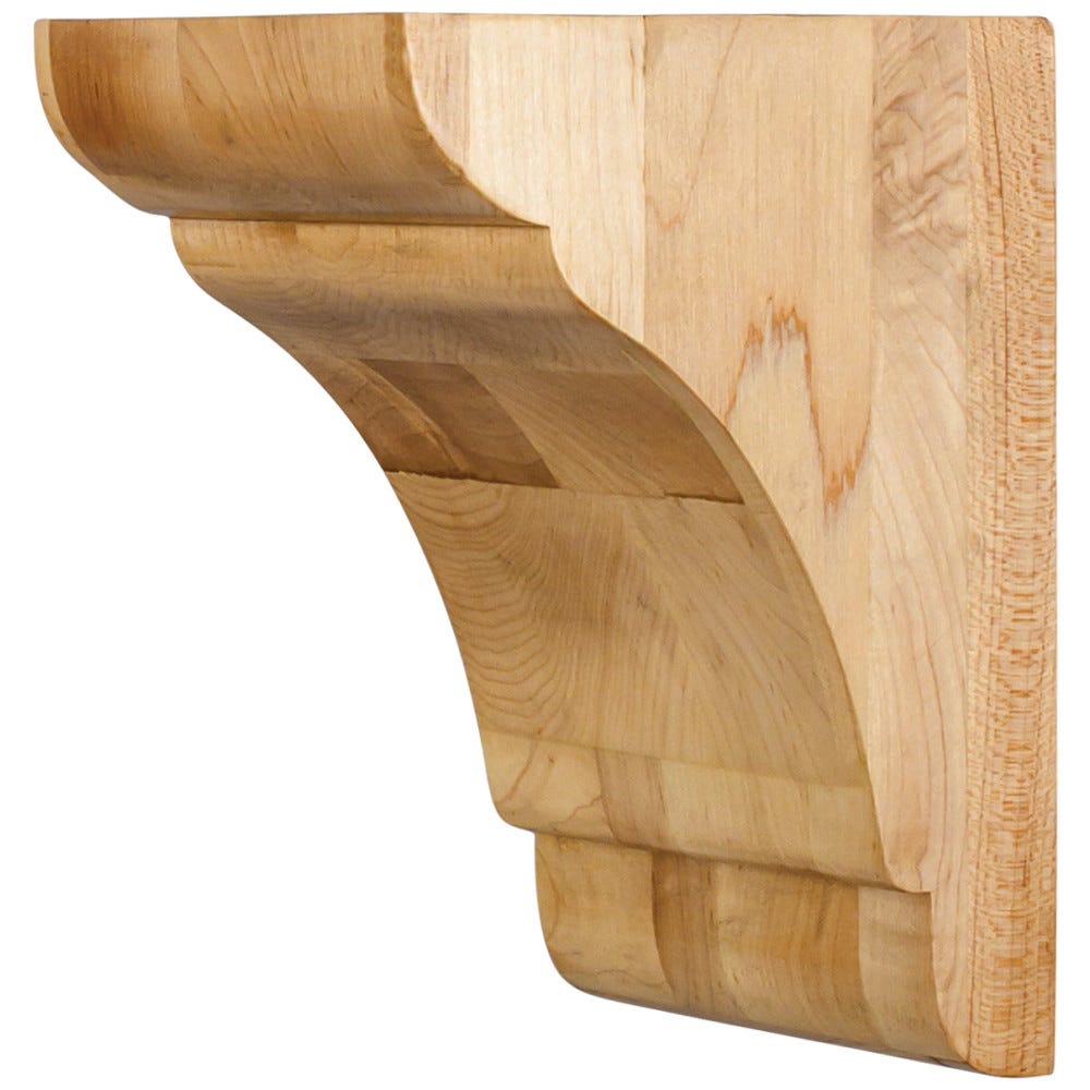 5" x 6" x 8" Transitional Corbel in Hard Maple, Alder, Rubberwood, Cherry - Carved Wood