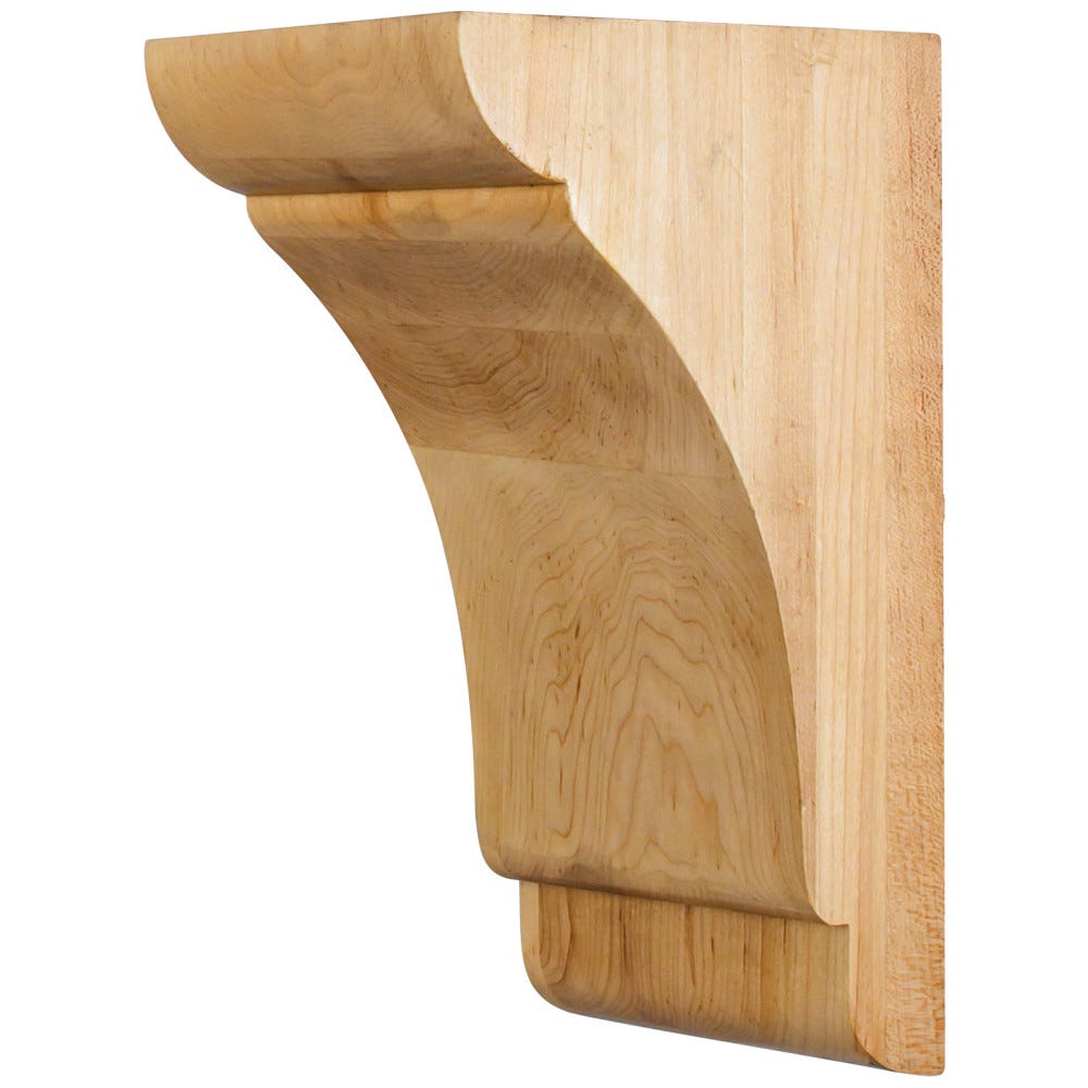 5" x 6" x 10" Transitional Corbel in Cherry and Rubberwood finish, carved wood design