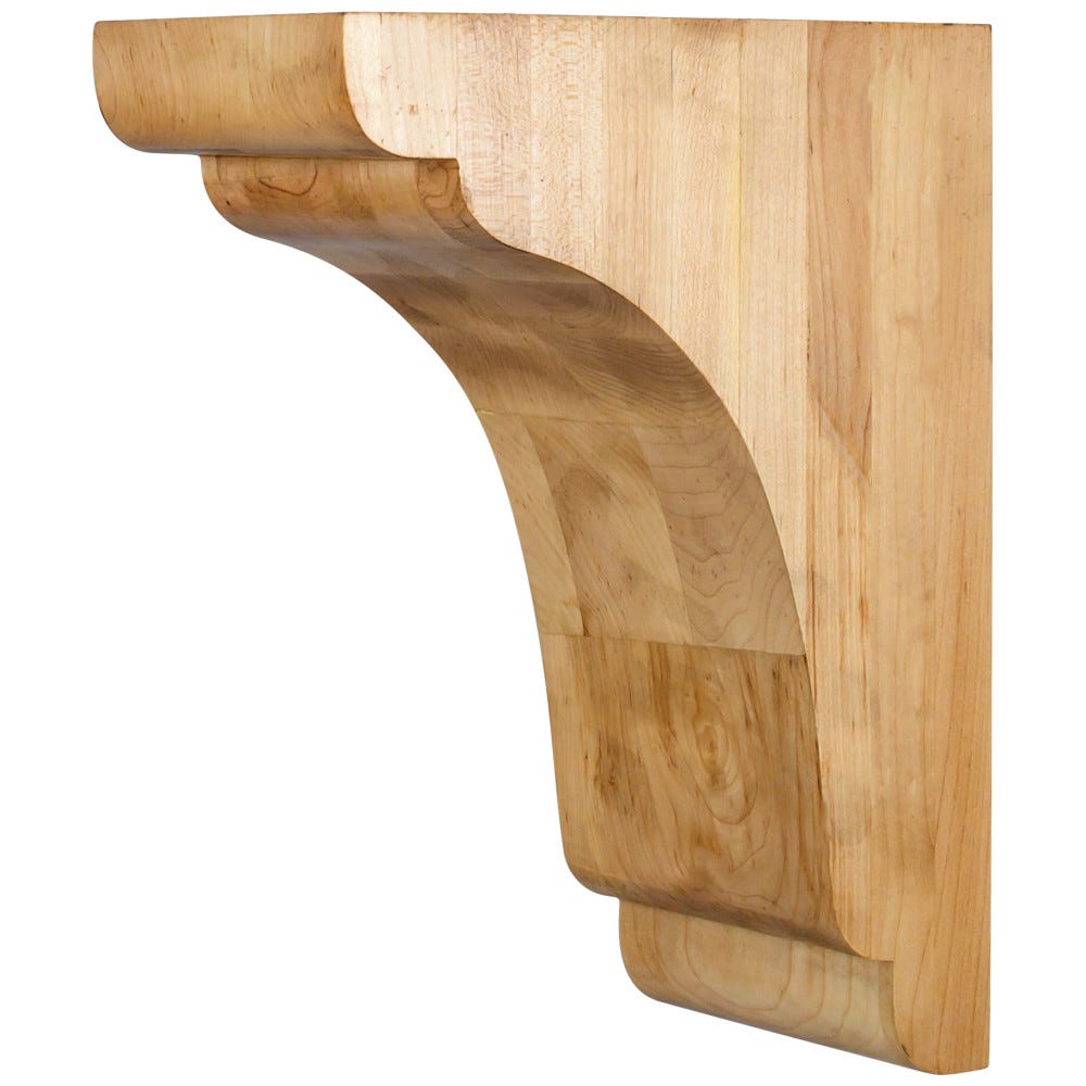 5" x 9" x 12" Transitional Corbel in Hard Maple, Alder, Rubberwood, and Cherry finishes, made of premium hardwood