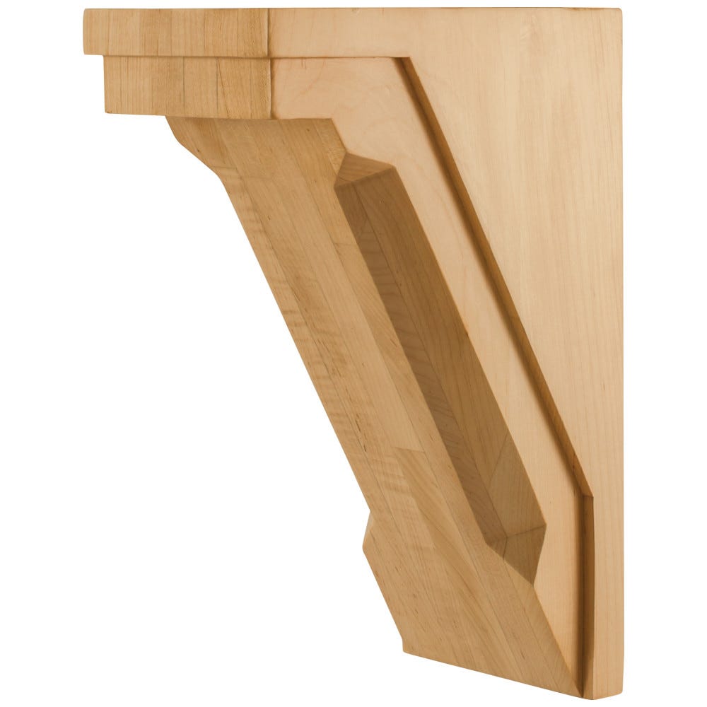 5" x 8" x 12" Modern Corbel in Hard Maple with Chamfer Edge