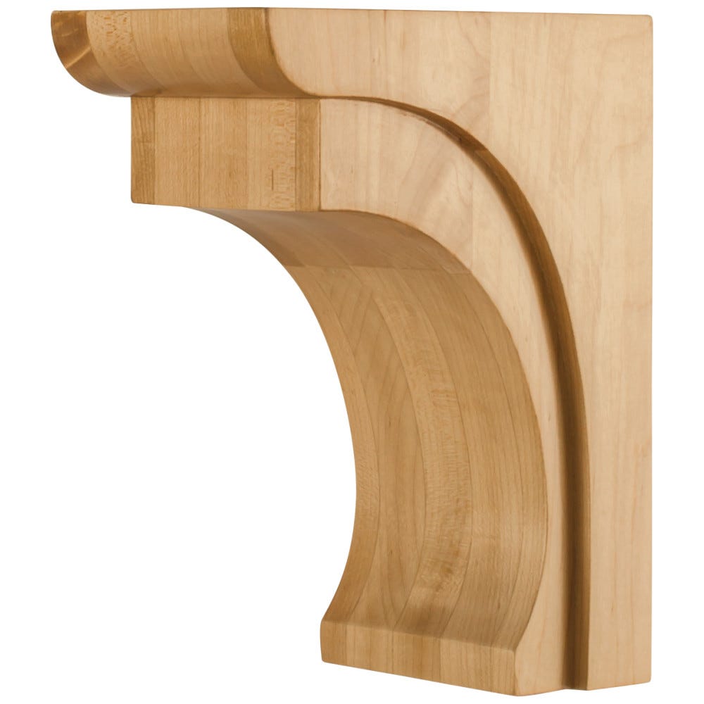 4" x 6" x 8" Modern Corbel in Hard Maple, Alder, Rubberwood, and Cherry finishes, crafted from high-quality wood