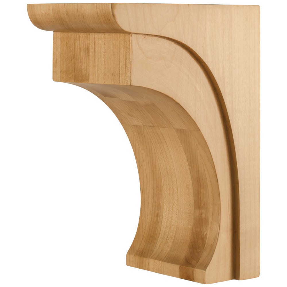 5" x 7" x 10" Modern Corbel in Hard Maple, Alder, Rubberwood, Cherry, carved wood design