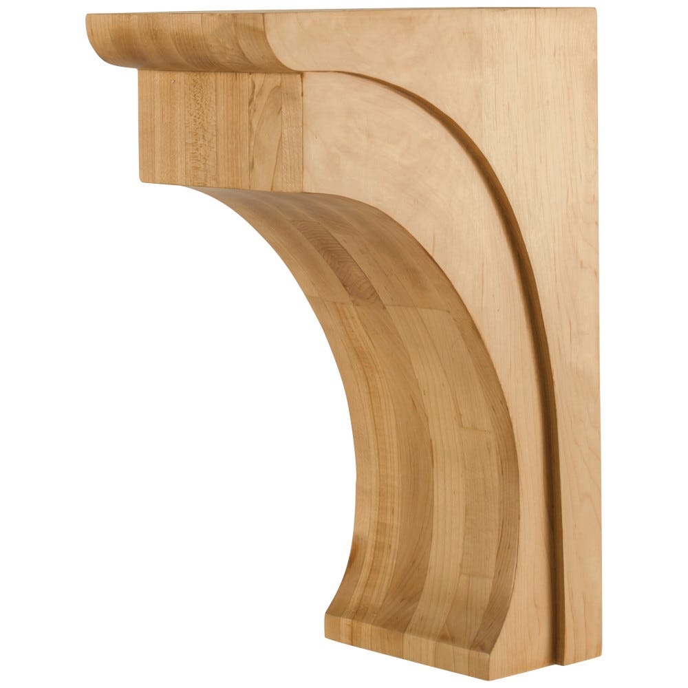 5" x 8" x 12" Modern Corbel in Alder, Rubberwood, Hard Maple, Cherry finishes, carved wood