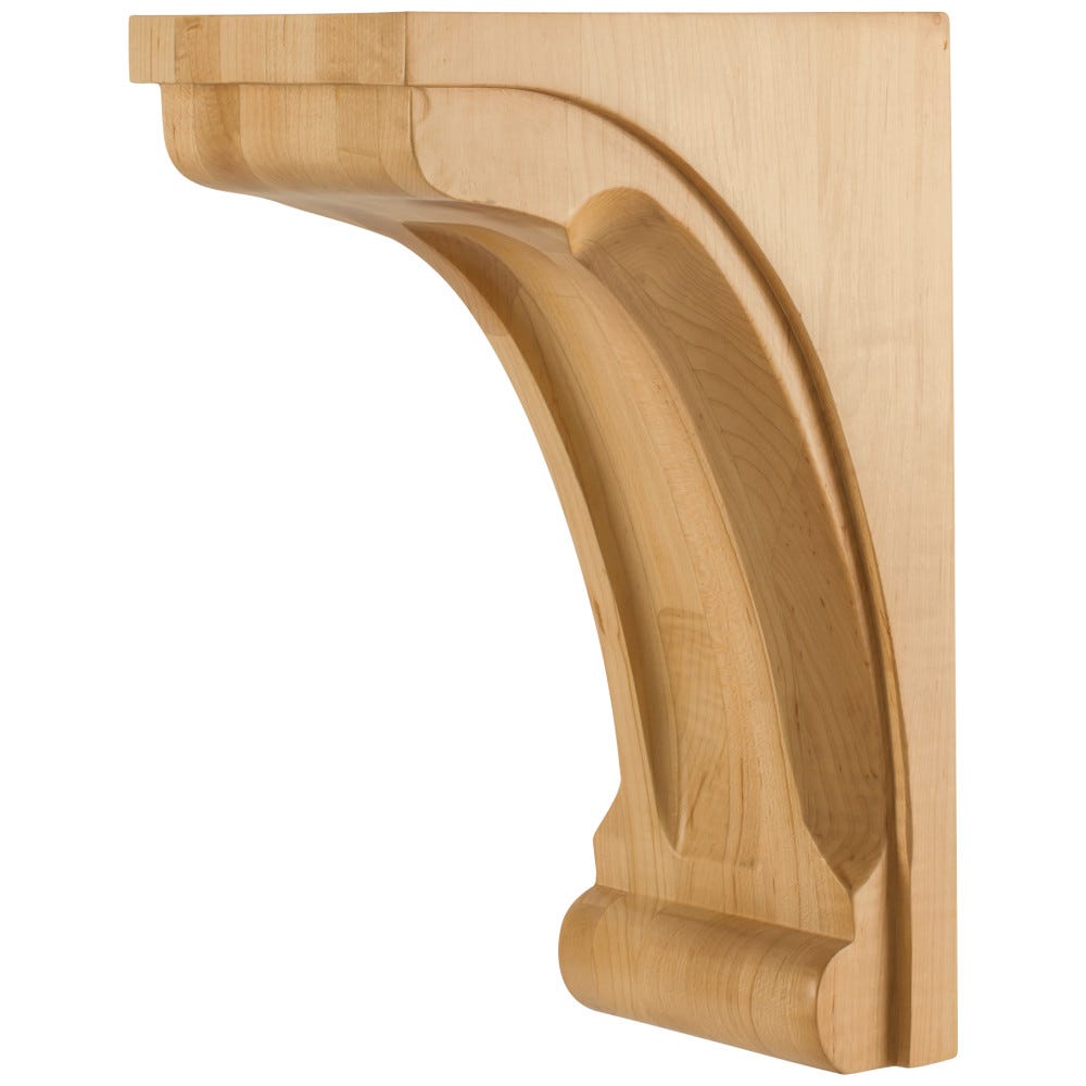 5" x 8" x 12" Modern Corbel in Hard Maple, Alder, Rubberwood, Cherry - carved wood architectural detail