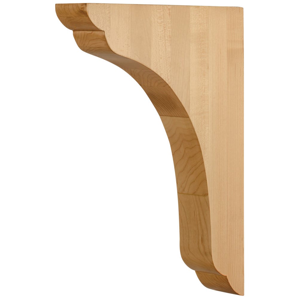 Transitional Wood Bar Bracket in Alder, Cherry, Hard Maple, Rubberwood, and White Birch finishes, 1-3/4" x 9" x 12"