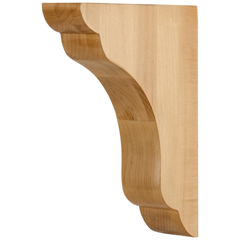 Transitional Wood Bar Bracket in Alder, Rubberwood, Hard Maple, White Birch, and Cherry finishes, 1-3/4" x 6" x 8"