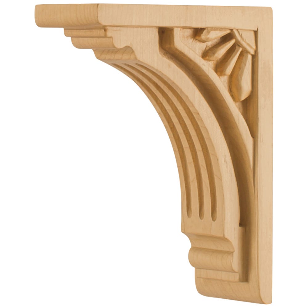 2" X 4-5/8" X 6" Art Deco Corbel in Cherry, Maple, Alder, Rubberwood - carved wood corbel