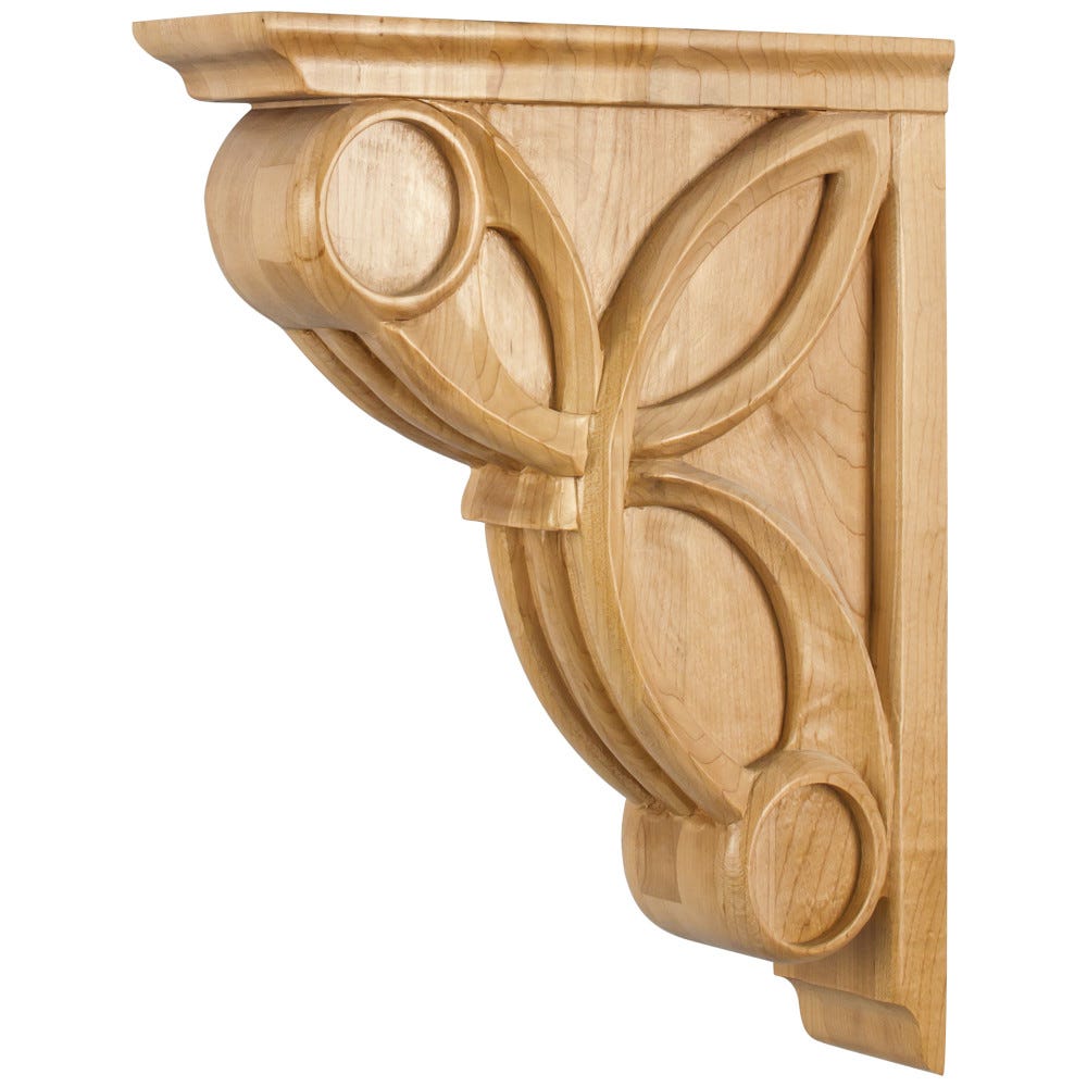 Celtic Weave Corbel in Rubberwood, 3" x 11-5/16" x 14" size, carved wood design