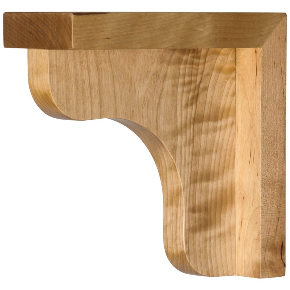 Traditional Wood Bar Bracket Corbel 2-1/2" X 6" X 8" in Alder finish, carved wood design